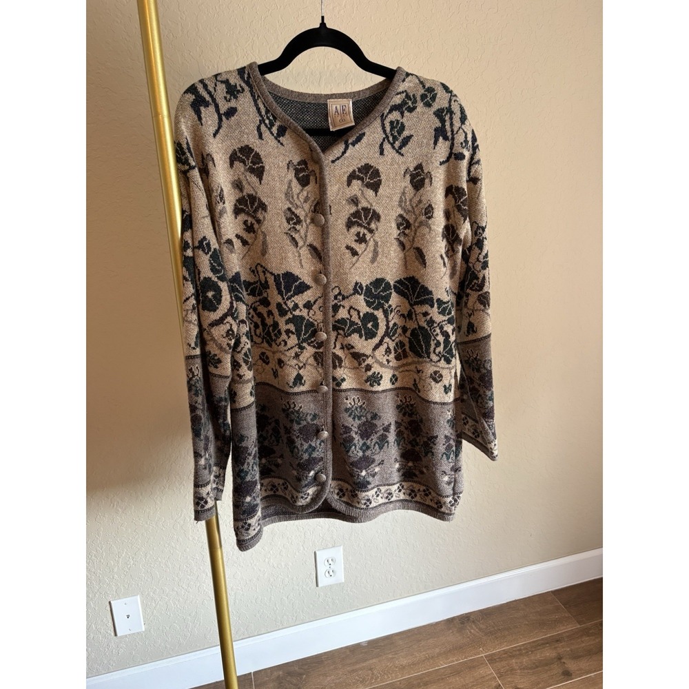 Vintage Women's Floral Tapestry Jacquard Print Cardigan Size 1X Cottagecore 90s